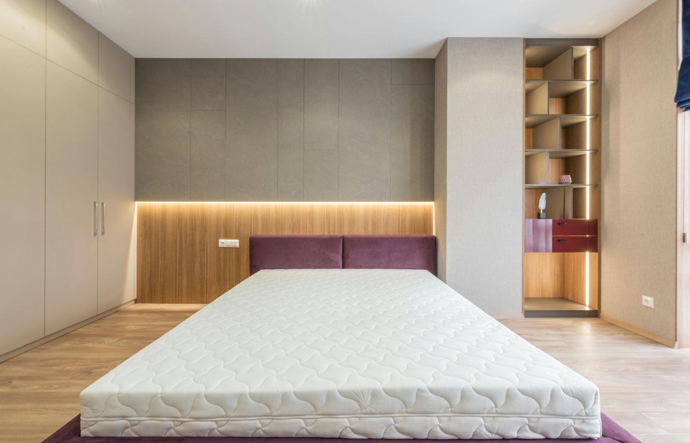 Modern empty bedroom with king size bed