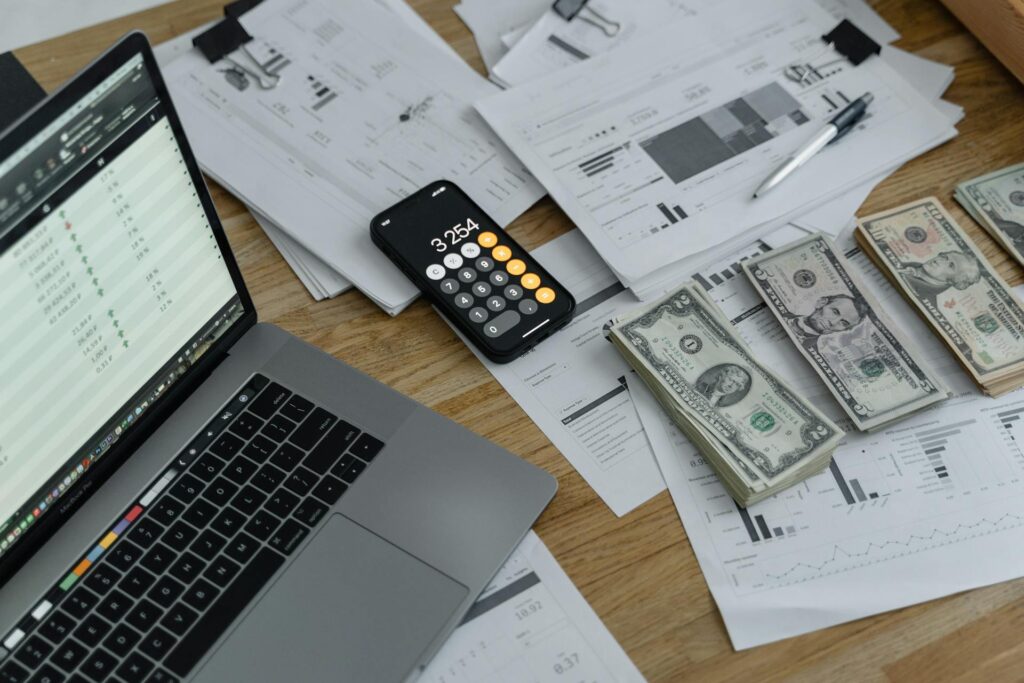 banknotes and calculator